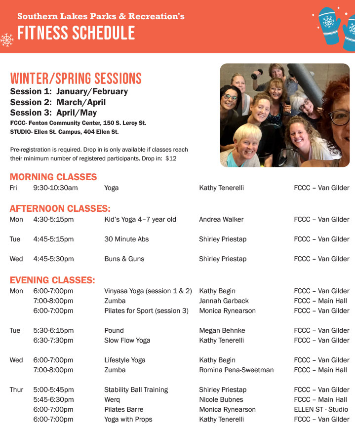 Winter Spring 2023 Fitness Schedule