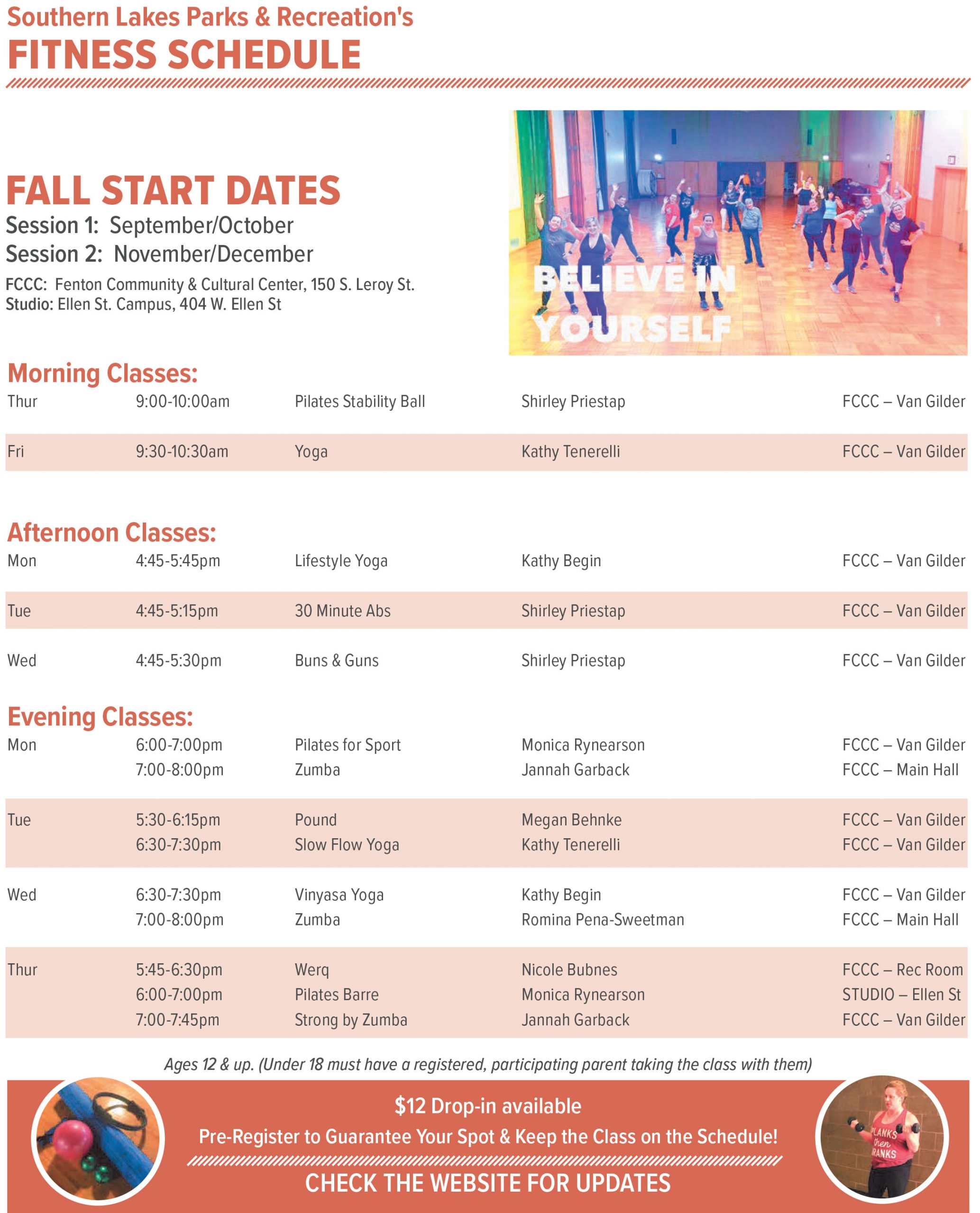 2023 Fall Fitness Schedule