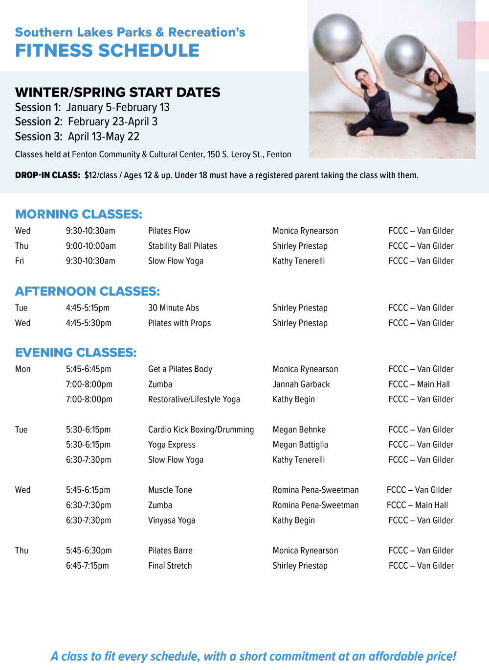 SLPR Fitness Schedule Winter 2026