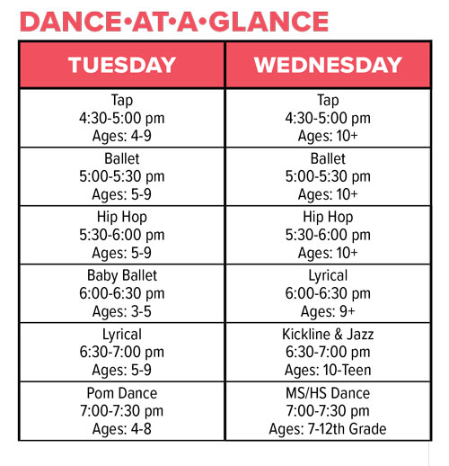 Winter Spring 2026 Dance Schedule